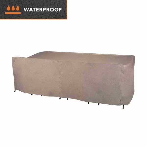 Garrison Rect/Oval Patio Table & Chair Set Cover, Waterproof, 18 in. Lx64 in. Wx34 in. H, Sandstone, Modern Leisure, Mfr#: 3079