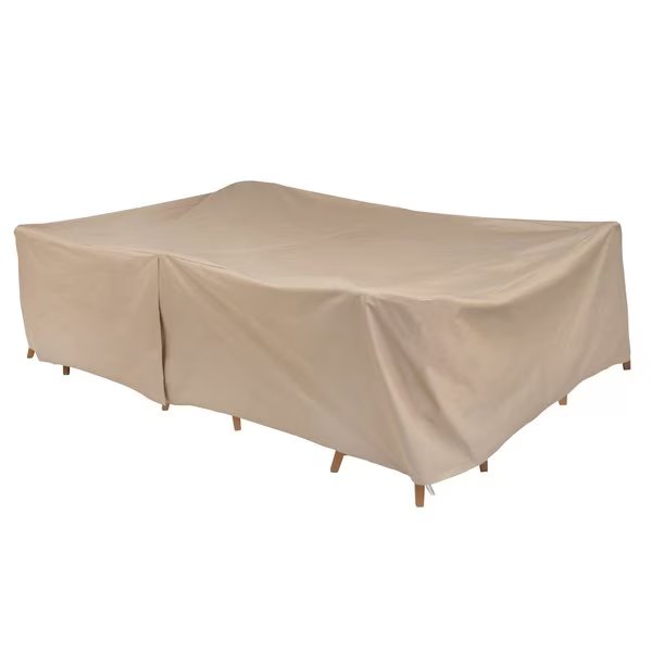 Basics Rect/Oval Patio Table & Chair Set Cover, 115 in. L x 76 in. W x 3 in. H, Khaki, Modern Leisure, Mfr#: 8576A
