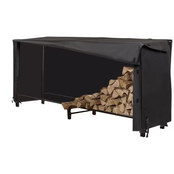 Monterey 8ft Log Rack Cover, 96 in. L x 24 in. W x 42 in. H, Black, Modern Leisure, Mfr#: 3034