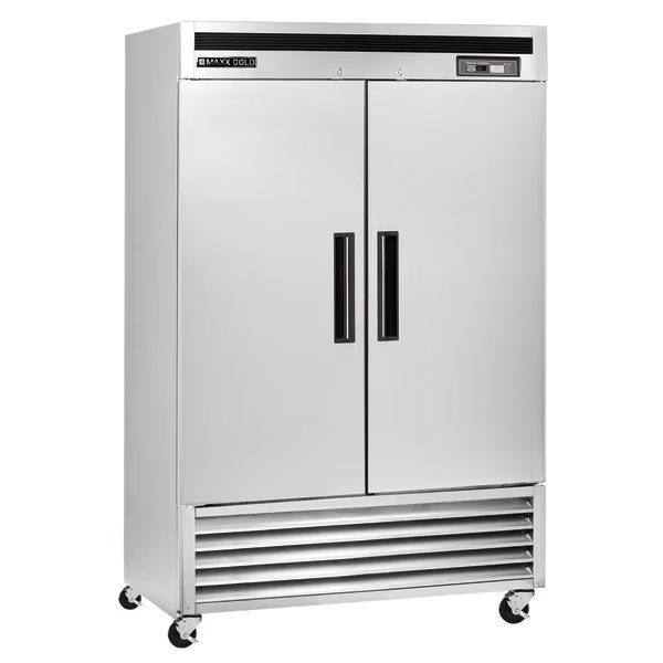 Refrigerator 49 cu.ft., DBL Door, Comm. Upright, Stainless Int and Ext, Maxx Cold, Mfr#: MCR-49FD