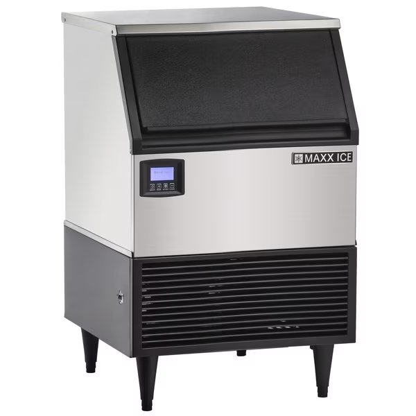 Intelligent Series Self-Contained Ice Machine, Full Dice Ice Cubes, Stainless Steel with Black Trim, Maxx Ice, Mfr#: MIM200N