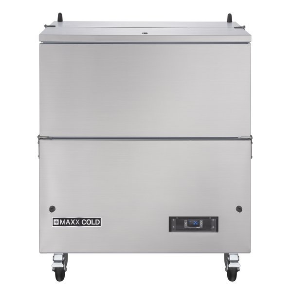 Milk Cooler, 34 in.W, Stores up to 8 13 in. Milk Crates, in Stainless Steel, Maxx Cold, Mfr#: MXMC34HC