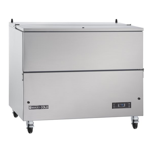 Milk Cooler, 49 in.W, Stores up to 12 13 in. Milk Crates, in Stainless Steel, Maxx Cold, Mfr#: MXMC49HC