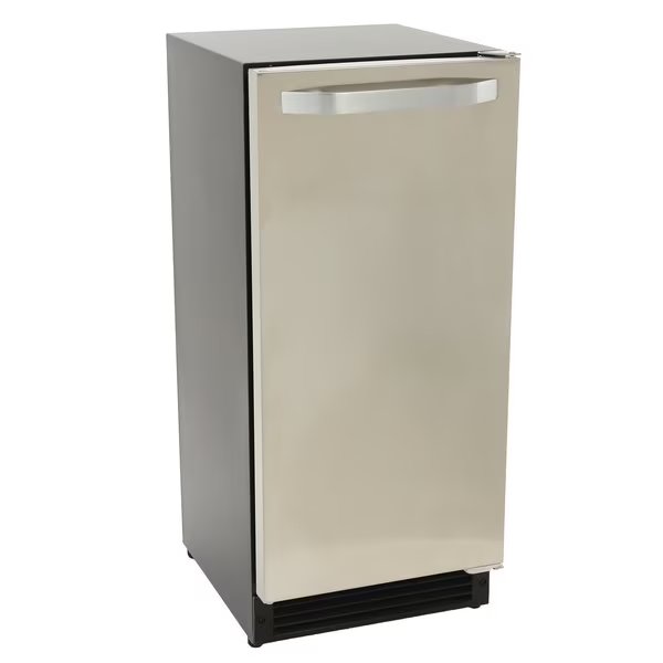 Shallow Depth Indoor Built-In Undercounter Ice Maker, 15 in., 25 lbs, Crescent Cubes, Stainless Steel, Maxx Ice, Mfr#: MIM25C