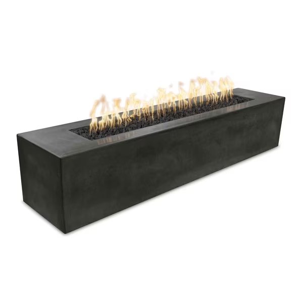 72 Rectangular Carmen Fire Pit, GFRC Concrete, Black, Plug & Play Electronic Ignition, Natural Gas, The Outdoor Plus, Mfr#: OPT-CRM7216EKIT-BLK-NG