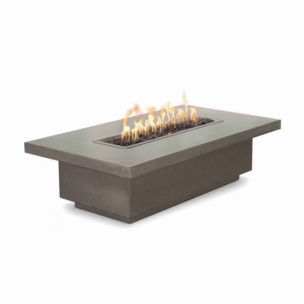 48 Rectangular Fremont Fire Table, Powder Coated Metal, Spark Ignition w/Flame Sense, Liq. Propane, The Outdoor Plus, Mfr#: OPT-FRMPC4824FSEN-SLV-LP