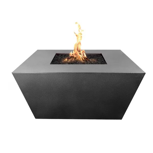 48 Square Redan Fire Pit, Powder Coated Metal, Silver Vein, Spark Ignition w/Flame Sense, Natural Gas, The Outdoor Plus, Mfr#: OPT-SQPC48FSEN-SLV-NG