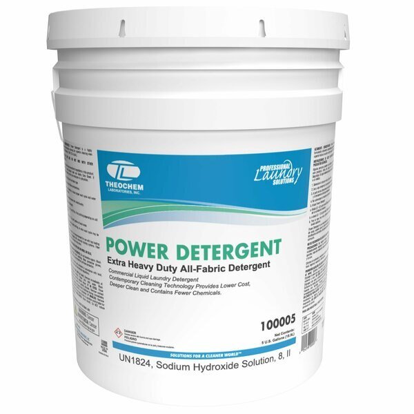 Laundry Detergent, 5 gal Pail, Liquid, Odourless, Greenish blue, Theochem, Mfr#: 100005-99990-1P