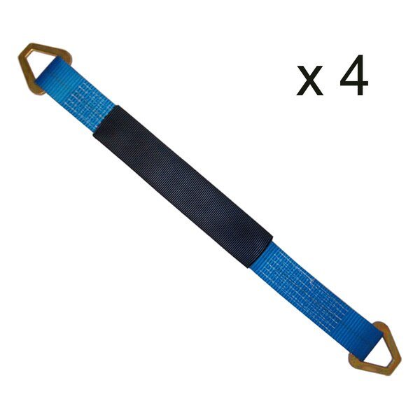 2" x 21" Axle Straps w/ Sleeve & D Rings
 WLL: 3, 333 lbs.
 , PK4, Tie 4 Safe, Mfr#: RT41A-21M18-BU-C-4