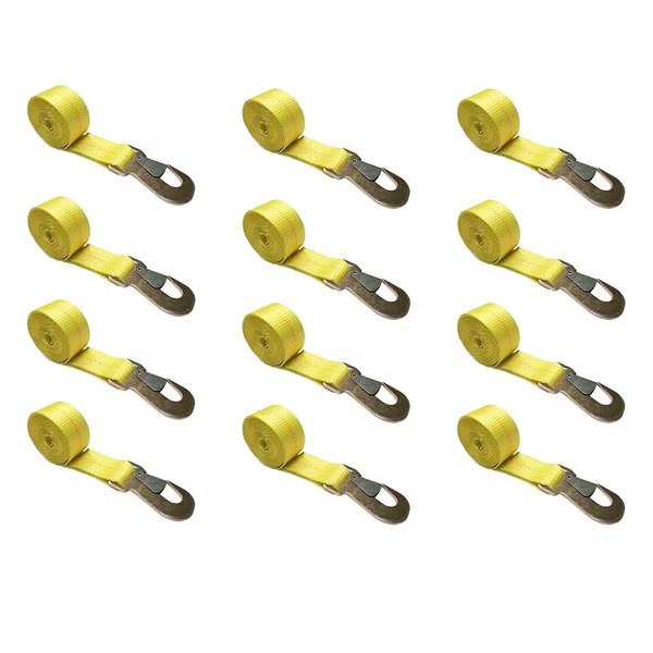 2" x 10' Wheel Lasso Lift Strap w/ Flat Snap Hook Tow Dolly , 12PK, Tie 4 Safe, Mfr#: TWS21-2510-M3-Y-C-12