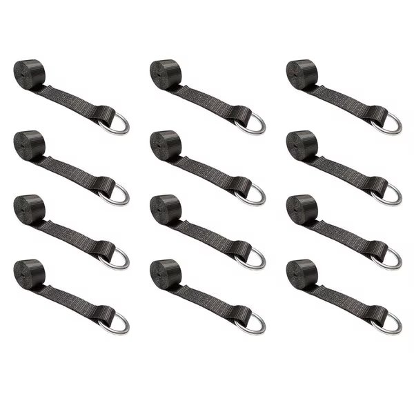 2" x 10' Lasso Strap w/ O Ring Auto Tie Down Wheel Lift Tow Truck Trailer, 12PK, Tie 4 Safe, Mfr#: TWS21-510-W9-BLK-C-12