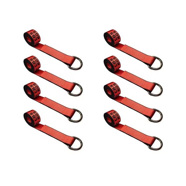 2" x 10' Lasso Strap w/ D Ring Auto Tie Down Wheel Lift Tow Truck Trailer Red, 8PK, Tie 4 Safe, Mfr#: TWS21-510-W27-R-C-8