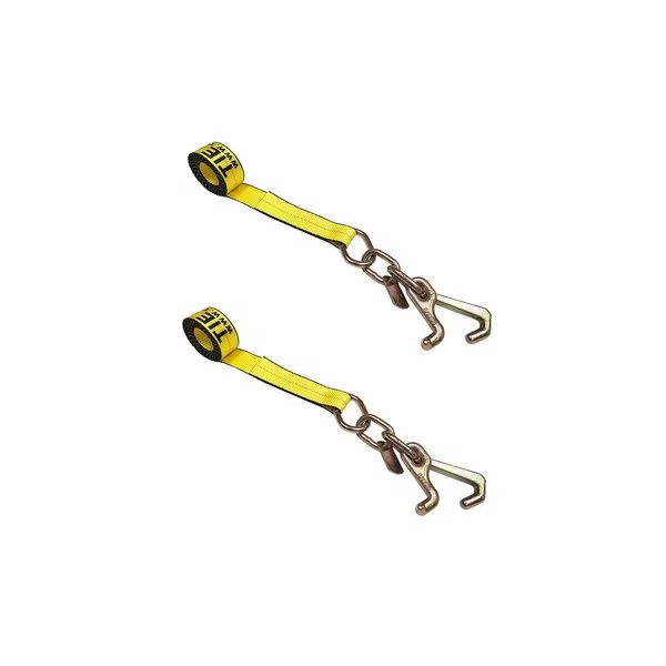 2" x 10' Tie Down Strap w/ TJ Cluster Hook for Wrecker Tow Truck Auto Hauling, 2PK, Tie 4 Safe, Mfr#: TWS65-5210-TJ-Y-2