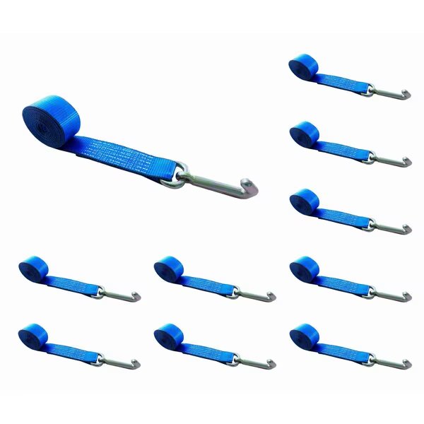 2" x 10' Lasso Strap w/ Mini J Hook for Towing Wrecker Trailer Tie Down Blue, 10PK, Tie 4 Safe, Mfr#: TWS65-5210-BU-10