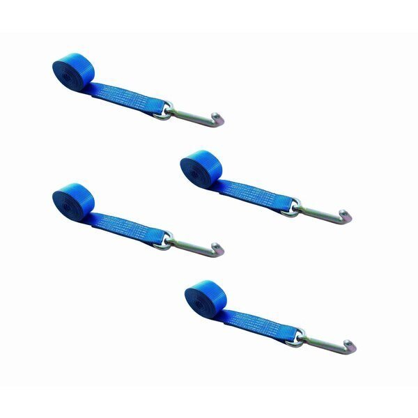 2" x 10' Lasso Strap w/ Mini J Hook for Towing Wrecker Trailer Tie Down Blue, 4PK, Tie 4 Safe, Mfr#: TWS65-5210-BU-4