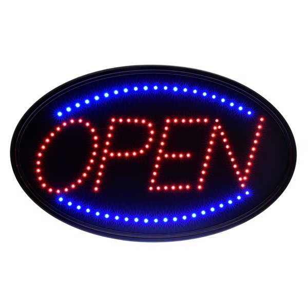 LED Open Sign, Oval, 23" x 14", Alpine Industries, Mfr#: 497-02
