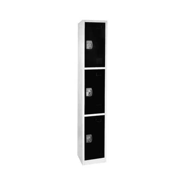 72" H x 12" W Triple-Compartment Steel Storage Locker, Adiroffice, Mfr#: ADI629-203-BLK