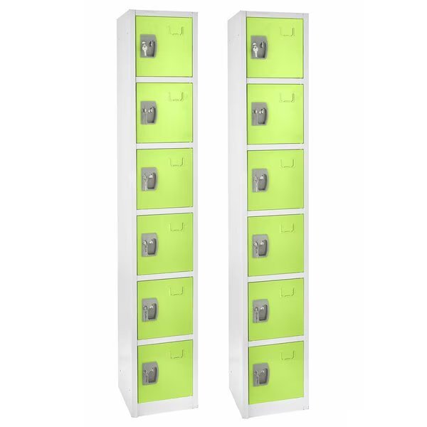 72in x 12in x 12in 6-Compartment Steel Tier Key Lock Storage Locker in Green, 2PK, Adiroffice, Mfr#: ADI629-206-GRN-2PK