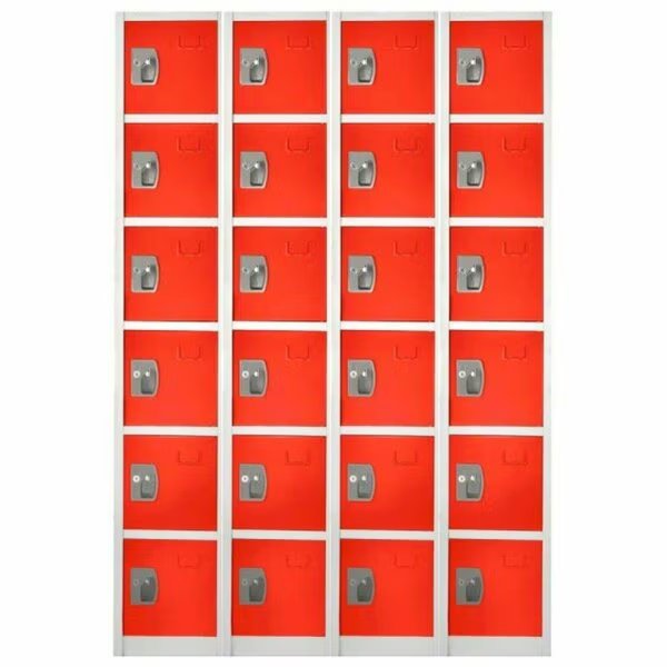 72in H x 12in W x 12in D 6-Compartment Steel Tier Key Lock Storage Locker in Red, 4PK, Adiroffice, Mfr#: ADI629-206-RED-4PK