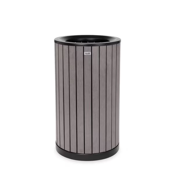 32 gal Trash Can, Grey, Steel + Plastic wood, Alpine Industries, Mfr#: ALP4400-01-GRY