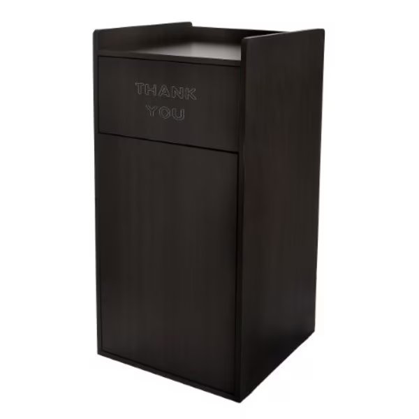 Black 40 Gallon Wood Receptacle Enclosure with Drop Hole and Tray Shelf, Alpine Industries, Mfr#: ALP476-BLK
