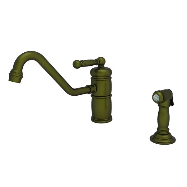 Single Handle Kitchen Faucet With Side Spray in Antique Brass, Newport Brass, Mfr#: 941/06