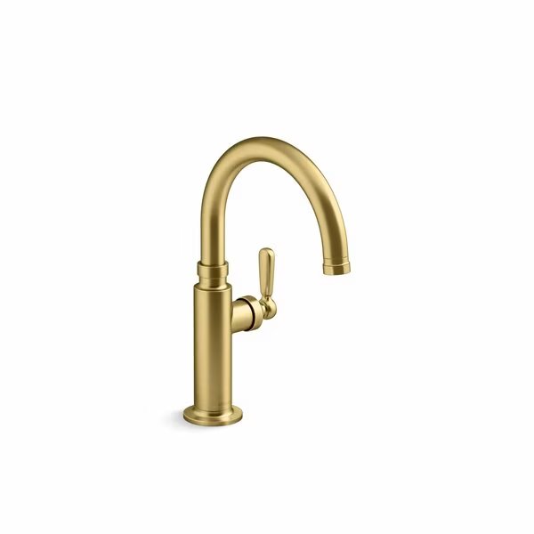 Single-Handle Bar Sink Faucet in Vibrant Brushed Moderne Brass, Kohler, Mfr#: 28357-2MB