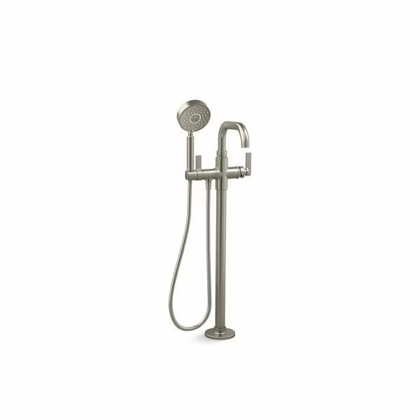 Floor-Mount Bath Filler Trim With Handshower in Vibrant Brushed Nickel, Kohler, Mfr#: T35924-4-BN