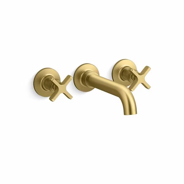 Wall-Mount Bath Faucet Trim in Vibrant Brushed Moderne Brass, Kohler, Mfr#: T35910-3-2MB
