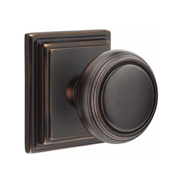 Norwich Knob 2-3/8 in Backset Passage w/Wilshire Rose for 1-1/4 in to 2 in Door Oil Rubbed Bronze, Emtek, Mfr#: 8161NWUS10B
