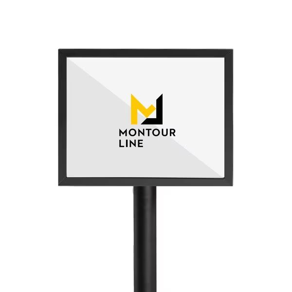 SignFrame Floor Standing 8.5x11H Black ENTER ENTRADA, Montour Line, Mfr#: FSE200-8511-H-BK-ENTERDBL