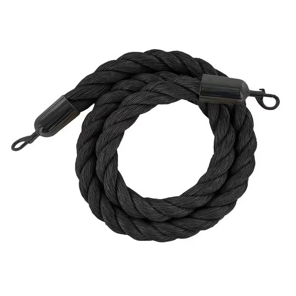 Twisted Polyprop.Rope Black With Black Snap Ends 8ft.Cotton Core, Montour Line, Mfr#: HDPP510Rope-80-BK-SE-BK