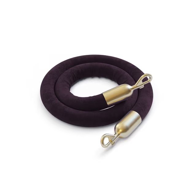 Velvet Rope Purple With Satin Brass Snap Ends 10ft.Cotton Core, Montour Line, Mfr#: HDVL510Rope-100-PE-SE-SB