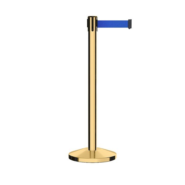 Stanchion Belt Barrier Pol.Brass Post 11ft. Blue Belt, Montour Line, Mfr#: M630-PB-BL-110