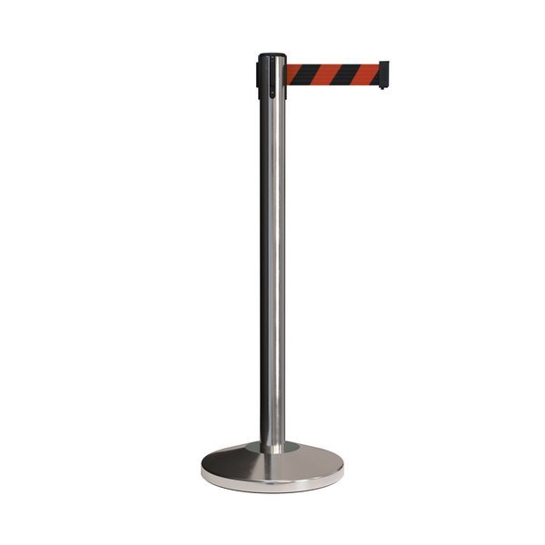 Stanchion Belt Barrier Pol.Steel Post 7.5ftBlk/Rd Belt, Montour Line, Mfr#: M630-PS-BRD-75