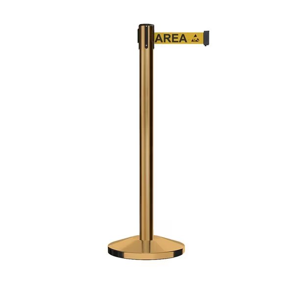 Stanchion Belt Barrier Sat.Brass Post 9ft. Area Belt, Montour Line, Mfr#: M630-SB-ESDPRYB-90