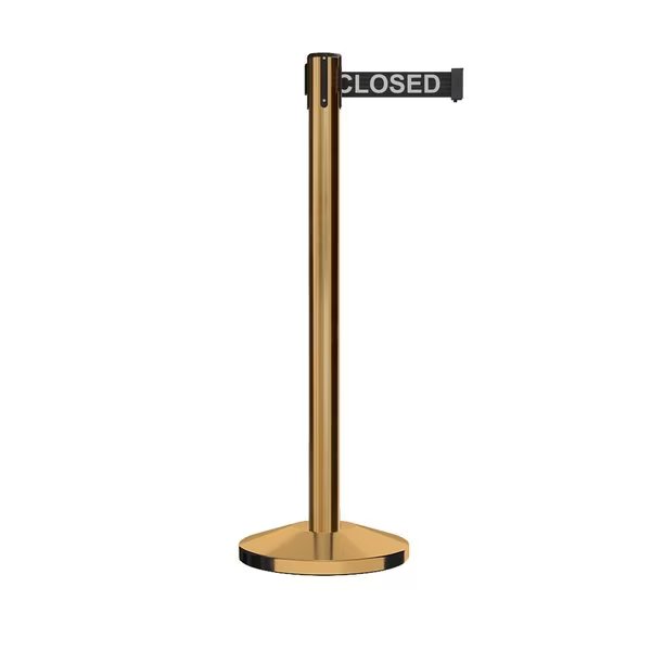 Stanchion Belt Barrier Sat.Brass Post 9ft. Line...Belt, Montour Line, Mfr#: M630-SB-THISLBW-90