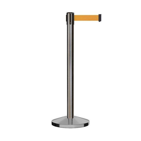 Stanchion Belt Barrier Sat.Steel Post 9ft. Fl.Org Belt, Montour Line, Mfr#: M630-SS-FOR-90