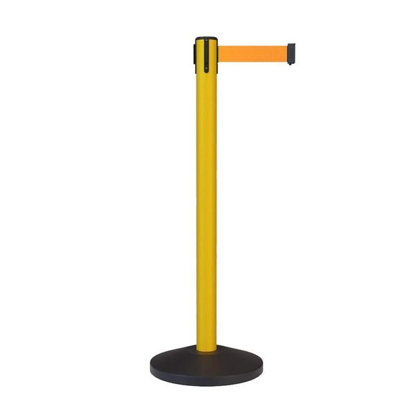 Stanchion Belt Barrier Yellow Post 7.5ftFl. Orange Belt, Montour Line, Mfr#: MS630-YW-FOR-75