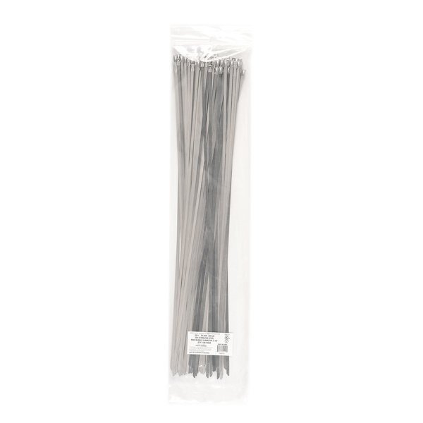 20.5-in 304 Stainless Steel 200-lb. Silver, 100 Metal Cable Ties, South Main Hardware, Mfr#: 222112
