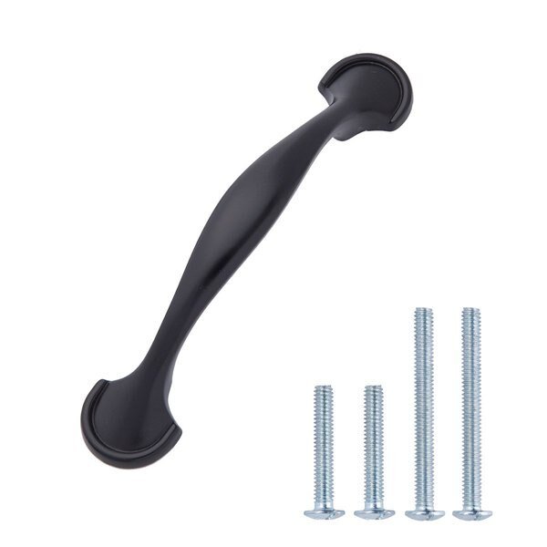 3 in. (76 mm) Flat Black Traditional Rounded-Foot Drawer Pull (10PK), South Main Hardware, Mfr#: SH3050-FB-10