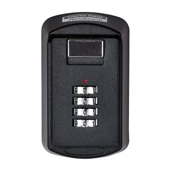 Wall-Mounted Key Storage Box with Resettable Combination, Black, South Main Hardware, Mfr#: 810143