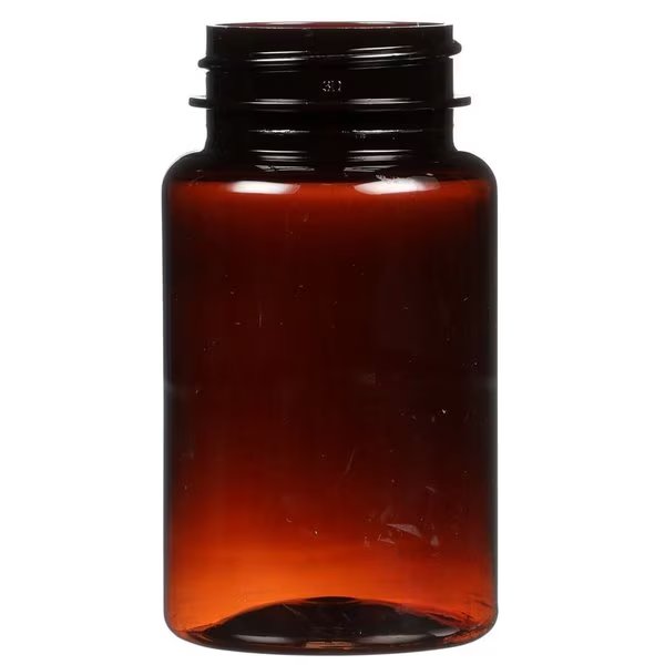 120 cc Light Amber PET Plastic Round Packer Bottle- 38-400 Neck Finis, Tricorbraun, Mfr#: 023048