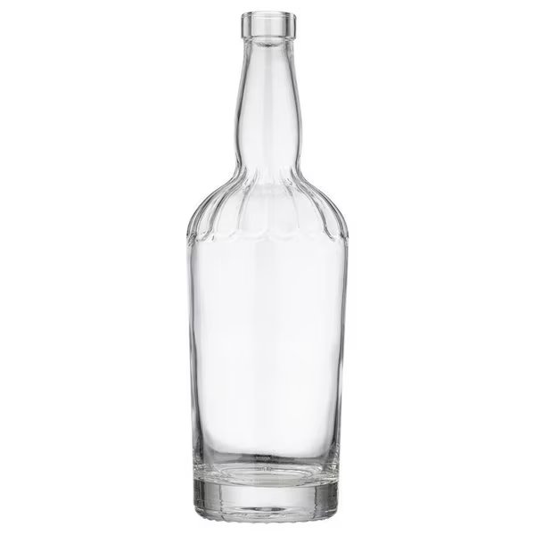 750 ml Glass Round Fluted Tapered Jimmy Lee Liquor Bottle 18.5 mm Bar Top Neck Finish, Clear, Tricorbraun, Mfr#: 140950