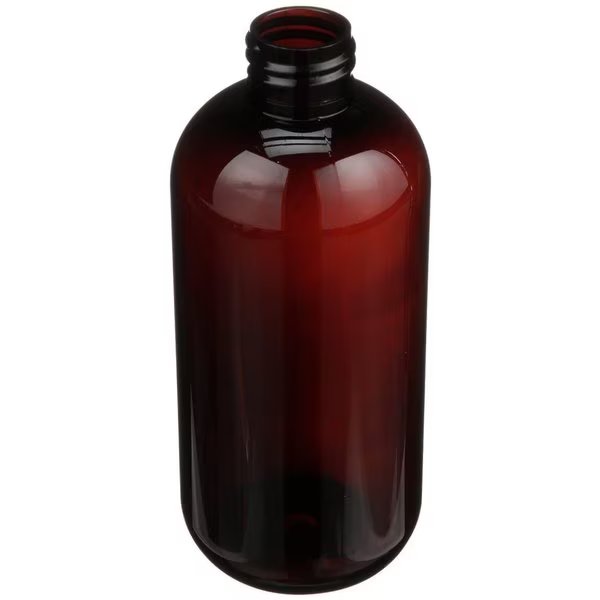 8 oz Light Amber PET Plastic Boston Round Bottle- 24-410 Neck Finish, Tricorbraun, Mfr#: 024970