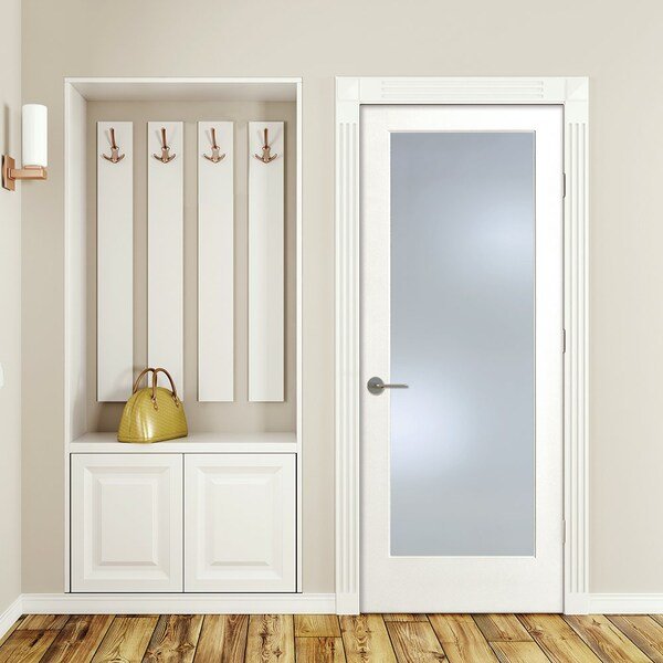 28" x 80" x 1-3/8" Primed 1-Lite with Clear Tempered Glass Interior French 4-9/16" LH Prehung Door, Codel Doors, Mfr#: 2468pri1501CLETLH154916