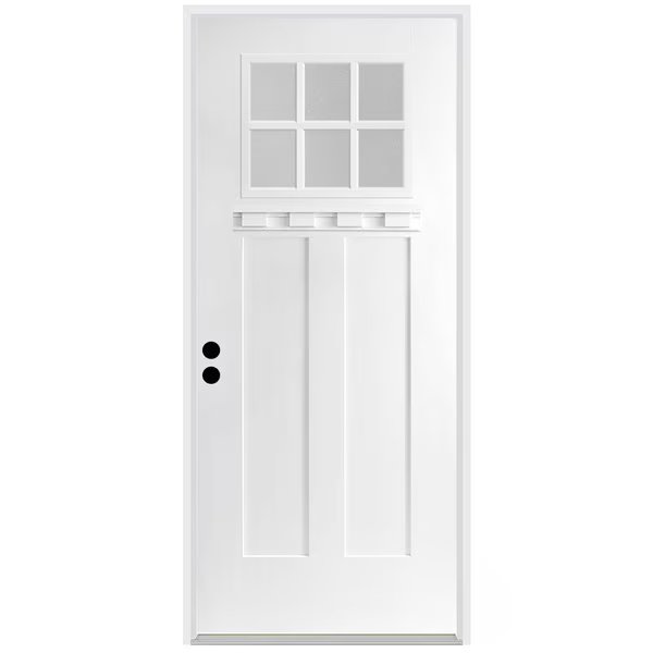 32" x 80" Primed White Shaker Exterior Fiberglass Door, Codel Doors, Mfr#: 2868RHISPSFHER2066C491610BM