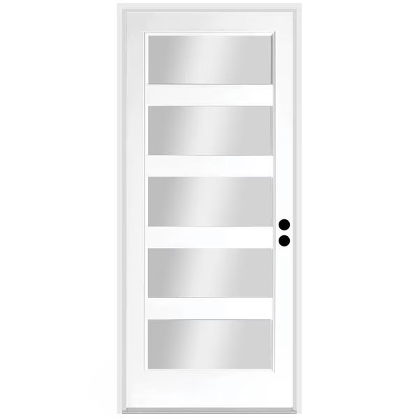 32" x 96" Primed White Contemporary Flush-Glazed Exterior Fiberglass Door, Codel Doors, Mfr#: 2880LHISPSF20F5LC69161DM