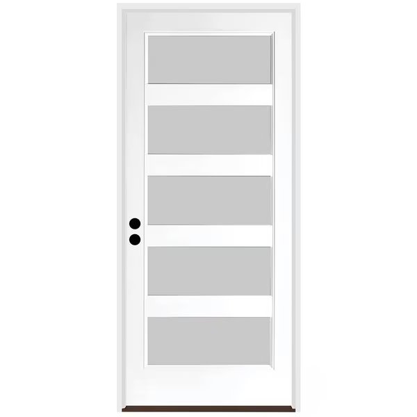 36" x 80" Primed White Contemporary Flush-Glazed Exterior Fiberglass Door, Codel Doors, Mfr#: 3068RHISPSF20F5LS491626DB