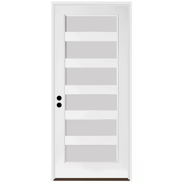 32" x 96" Primed White Contemporary Flush-Glazed Exterior Fiberglass Door, Codel Doors, Mfr#: 2880RHISPSF20F6LS691626DB